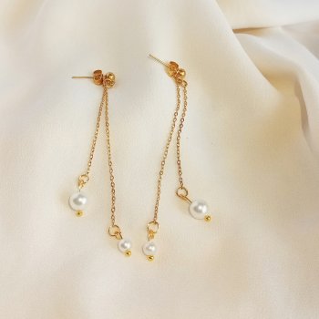 "Elegant Pearls" Σκουλαρίκια κρεμαστά με πέρλες 