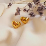 "Gold Hearts" Ατσάλινα σκουλαρίκια καρδιές