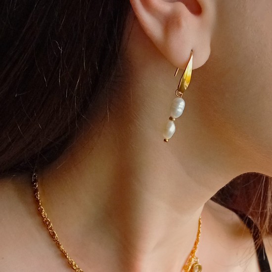 "Gold Aurelia Pearl" Σκουλαρίκια με μαργαριτάρια καλλιέργειας 