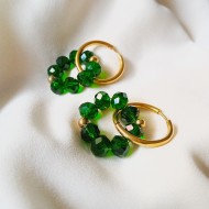"Emerald Hoops" Σκουλαρίκια κρίκοι με πράσινα κρύσταλλα 