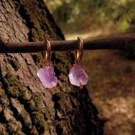 "Purple Stone" Χειροποίητα σκουλαρίκια με ακατέργαστη πέτρα Αμέθυστου 