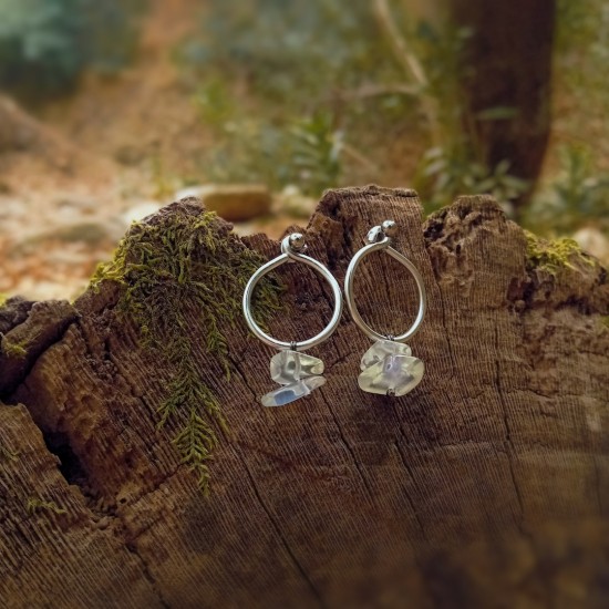 "Moon Stone" Χειροποίητα σκουλαρίκια με Φεγγαρόπετρα