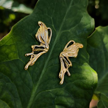 "Golden Butterfly Wings" Ατσάλινα σκουλαρίκια 
