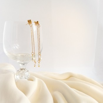 "Elegant Pearls" Σκουλαρίκια κρεμαστά με πέρλες 